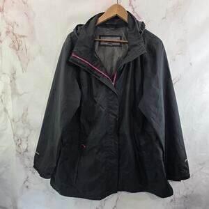 Eddie Bauer Jacket Womens 2XL Black Pink Ski Shell Rain Coat Windbreaker